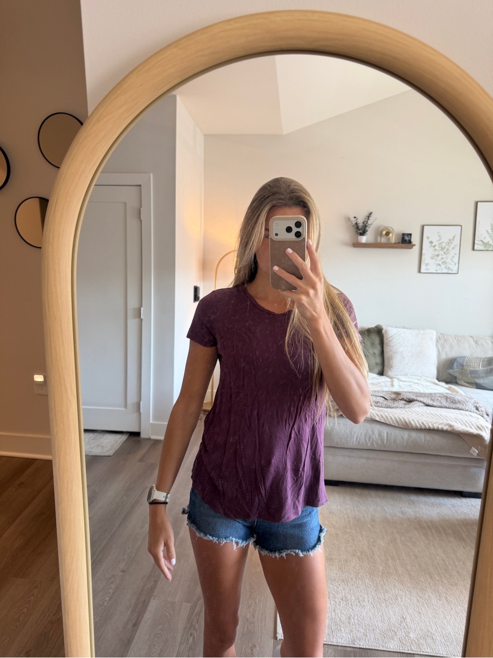 Active USA Short Sleeve Crewneck Tee in Plum